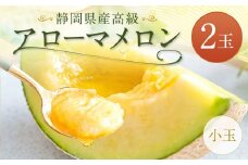 静岡県産 高級 アローマメロン 小玉 2玉 約0.9kg以上×小玉2玉 計約1.8kg以上 化粧箱入｜ 果物 フルーツ メロン めろん 青肉 高級ブランドメロン ブランドメロン 高級メロン 贈答