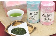 おじいちゃん おばあちゃん ありがとう 桜缶入 深蒸し特上煎茶 80g×2缶 セット 計160g ｜お茶 茶 煎茶 緑茶 深蒸し茶 特上 贈答 静岡 静岡茶
