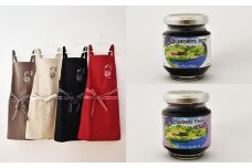 【エプロン：黒】菊川市マスコットキャラクター きくのん エプロン ＆ ジャム＆プレザーブ 各140g×2個 計4個 ブルーベリージャム ジャム プレザーブ