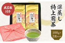 風呂敷包み 深蒸し特上煎茶 はつ緑 100g×2袋 セット 計200g｜ お茶 茶 深蒸し茶 煎茶 ギフト プレゼント 八十八夜摘み 静岡県産 静岡県 菊川市