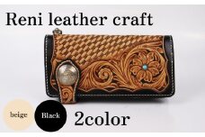 【黒タイプ】ロングウォレット 財布 革 長財布 本革  かわ 長財布  機能性  カード 入れ 札入れ 小銭 入れ あり  選べる2色 革製品 かぶせ おしゃれ オシャレ ギフト お祝い レザー コンパクト サイフ レディース ハンドメイド 手作り Reni  さいふ 記念日 職人 重量感 ファッション 紳士 メンズ 個性的 小物 高級感 上品  贈り物 スマート 静岡県 牧之原市