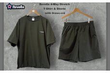 005-147　Revolla 4way ストレッチ　ドローコード付き Tシャツ＆ショーツ(オリーブLサイズ）