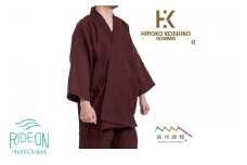 061-32　【銀鼠・Mサイズ】HIROKO KOSHINO HOMME 刺子織作務衣 遠州織物　織り・縫製　地元遠州製