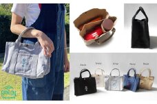 005-132　【グレー】 バッグ カバン ファッション 水筒が倒れない仕切り帆布 ミニトートバッグ アウトドア おしゃれ 静岡県 牧之原市 REVOLLA