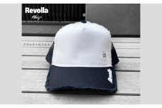 005-127  【ブラック×ホワイト】帽子 ハット キャップ ファッション ツイル ダメージ メッシュ キャップ 静岡県 牧之原市 REVOLLA