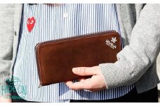005-35　【ブラック】ヌバックレザーロングウォレット