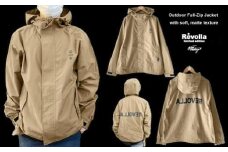 005-117　【サンドカーキ・M】ソフトでマットな質感　アウトドアフルジップジャケット　男女兼用