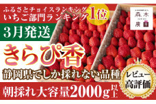 060-28 【3月発送】きらぴ香 2kg 以上【クール発送】ブランド 果物 いちご 苺 甘い ジャム スムージー ギフト おやつ ビタミン 美容 栄養 特産品 直送 新鮮 ブランド  静岡