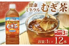 131-9000【定期便3か月】健康ミネラル むぎ茶 1L × 12本 3回 お届け カフェインゼロ 防災備蓄 茶 ペットボトル 飲料 伊藤園