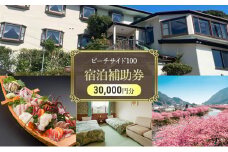 ビーチサイド100 【30,000円分】 宿泊補助券 貸し切り 貸切 オーシャンビュー 温泉 今井浜温泉 河津 河津町 静岡 伊豆 宿泊券 旅行 観光 国内旅行 家族旅行 ファミリー カップル グループ 河津桜 海水浴 [№5227-0489]