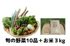 湯の花　旬の野菜とお米３kgセット　<BC-22>