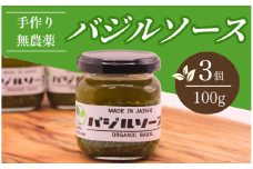 農家の手作りバジルソース 100g×3個　【 バジル 簡単調理 セット パスタ パスタソース ドレッシング 美味い 人気 ジェノベーゼ 料理 アレンジ パン ブレッド 】　<CK-4>