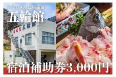 西伊豆 五輪館 宿泊補助券 3,000円分 補助 旅行 チケット 民宿 食事 海鮮 天然温泉 国内旅行 浮島温泉