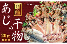 入久水産の「あじの干物が大きすぎちゃってごめんなさい　20枚」 選べる 真あじ 鯵 国産 特大 詰合せ 満足 ひもの 冷凍 伊豆 ギフト お歳暮 お中元