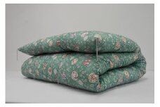 O15純綿わた入り手作り敷ふとん　色ブルー系　柄おまかせ