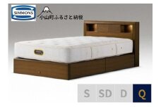 BS16【シモンズ】クイーンベッド　アーグシェルフ２引出付/６．５ＧＶプレミアムAA21223　ウォールナット