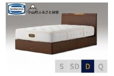 BU6【シモンズ】ダブルベッド　ケンドリック引出付/６．５ＧＶピロートッププレミアムAA21221　リッチナット
