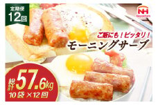 定期便 モーニングサーブ 480g 10袋 計4.8kg 12回 総計57.6kg [ 日本ハム マーケティング 静岡県 吉田町 22424313] ソーセージ ソーセージリンクス ポークソーセージ 冷蔵 朝食 惣菜 弁当 軽食 つまみ