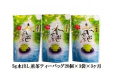 20-6 お茶 定期便 ティーバッグ 静岡 煎茶 20個入×3袋×3ヶ月連続 / 抹茶入り水出し煎茶ティーバッグ180個