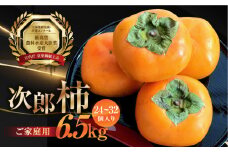 【2024年発送】皇室献上品『百年柿園　ベル・ファーム　次郎柿（ご自宅用不揃い）6.5kg』（24～32玉）