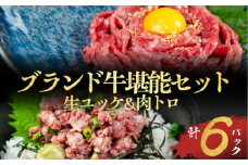 和牛ユッケ＆肉トロ 生食牛肉セット（源氏和牛ユッケ / 段戸山高原牛肉トロ）タレ付  生食用牛肉