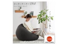 ＜ハナロロ＞ ビーズクッション おっきいオニオン170リットル ニットカバー付(チャコールグレー)_ ビーズクッション クッション ビーズ ニットカバー付き カバー チャコールグレー たまねぎ型 リビング 日用品 おしゃれ シンプル 愛知県 岡崎市 【1205839】