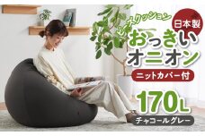 ＜ハナロロ＞ ビーズクッション おっきいオニオン170リットル ニットカバー付(チャコールグレー)_ ビーズクッション クッション ビーズ ニットカバー付き カバー チャコールグレー たまねぎ型 リビング 日用品 おしゃれ シンプル 愛知県 岡崎市 【1205839】