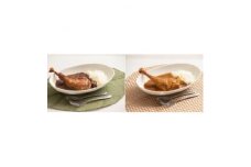 ＜六ツ美のあの肉カレー&萬歳＞骨付きモモ1本入りチキンカレー&復古米/大正浪漫グルメセット(MIX)【1315507】