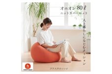ハナロロのビーズクッション オニオン80リットル ニットカバー付(クラスタオレンジ)【1305726】
