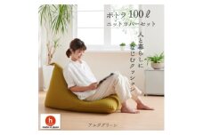 ハナロロのビーズクッション プレミアムポトラ100リットル ニットカバー付(アルクグリーン)【1349721】