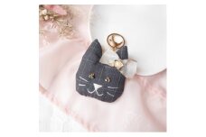 ＜高級スーツ生地使用＞大人オシャレなねこのバッグチャーム【1451799】
