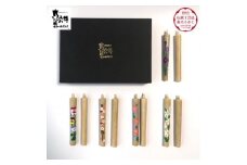 国内産ハゼの実蝋を100%使用　＜春夏＞岡崎手描き絵ろうそく2本5セット(黒箱入り)約10cm【1472680】