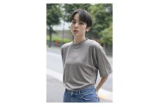 [60-06-2] 【尾州産】想像を覆す極上メリノウール100%Tシャツ（ライトグレー）Mサイズ
