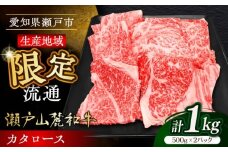 【2月発送】瀬戸山麓和牛カタロース 焼肉用1kg（500g×2）/ 牛肉 お肉 国産 冷凍 / 瀬戸市 / 関屋精肉店 [BBBQ040-2]