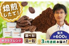 【全3回定期便】ブレンドコーヒー粉　サクラブレンド200g×3個(粉/中挽き)/ コーヒー  ドリップ  豆 / 瀬戸市 / Ｃｏｆｆｅｅ　ＳＡＫＵＲＡ [BBAB111]