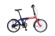 BAGGIO　防災対応20型６スピードノンパンク折りたたみ自転車　色：レッド/ブルー