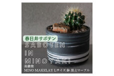多治見市×春日井市コラボ 【美濃焼】  MINO MAKELAY Lサイズ 鉢 黒土マーブル × 【日本有数のサボテン産地】 春日井市の名店 後藤サボテン