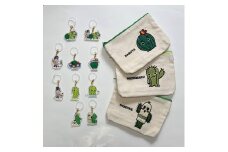 春日井ご当地キャラクターのサガラ刺繡ポーチとめじるしアクセサリーのセット