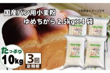 【小麦粉】国産 ゆめちから パン用 強力粉 2.5kg×4袋（計10kg） 定期便3回　H008-193