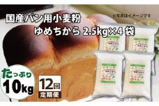 【小麦粉】国産 ゆめちから パン用 強力粉 2.5kg×4袋（計10kg） 定期便12回　H008-195