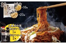 メディア紹介多数！大磯屋製麺所の熟成焼そば 30食(中太麺＆平麺) 特製ソース1本・ナポリタンソース2本付き　H014-030