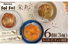 グルテンフリー 米粉クリームパン 6個（3種類×2個）　H083-019