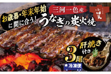 【今だけ肝焼き1パック付き】＜冬の土用丑・年末年始にお届け＞ 三河一色産うなぎの炭火焼 3尾 冷凍 創業大正九年 日本料理 小伴天 国産 うなぎ 鰻 ウナギ たれ ギフト 贈り物 ご褒美 簡単調理 蒲焼き うな重 ひつまぶし お歳暮 人気 高リピート　H007-099