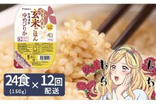 【12回定期便　玄米パックご飯】北海道産ゆめぴりか使用 150g×24個入り やわらかい玄米ごはん  レトルト 玄米 パックライス レンジ 保存食 非常食 防災 キャンプ ごはん 玄米 一人暮らし 備蓄 タイパ飯 安心安全なヤマトライス　H074-655