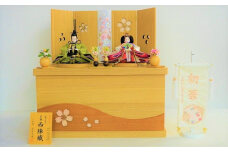 【収納飾りセット“白木抜桜”】人形作り40年 “平安天鳳”作 京都西陣織 桜舞 紅の匂ひ 手作り ひな祭り 木製 今どき かわいい おしゃれ モダン H067-148