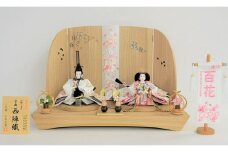 ~選べる雛人形シリーズ~【飾り台セット“かすみ"】人形作り40年 “平安天鳳”作京都西陣織 名入れ旗付き 手作り ひな祭り 木製 今どき かわいい おしゃれ モダン　H067-046