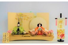 【飾り台セット“有明”】人形作り40年 “平安天鳳”作 丹後ちりめん 人参草木染め 手作り ひな祭り 木製 今どき かわいい おしゃれ モダン H067-142
