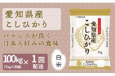 【精米】愛知県産コシヒカリ 100kg（5kg×20袋） 安心安全なヤマトライス 米 白米 国産 精米 大容量 5キロ こめ コメ ごはん　H074-673