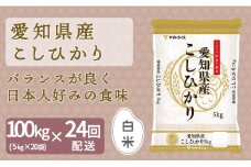 【精米】24回定期便 愛知県産コシヒカリ 100kg（5kg×20袋） 安心安全なヤマトライス 米 白米 国産 精米 大容量 5キロ こめ コメ ごはん　H074-676
