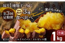 【全3回】毎月1種類ずつ届く 冷やし焼き芋定期便 約1kg×3回（計3種） 芋スイーツ H047-038